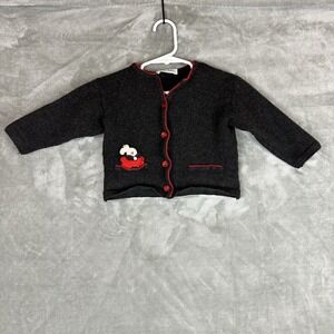 Mafrat Italian Cardigan Sweater Girls 12-24 Months Gray Red Wool Rabbit Button